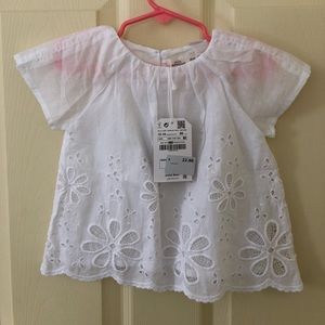 BNWT Zara Baby White Eyelet Blouse 12-18M